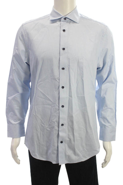 Charles Tyrwhitt Mens Point Collar Dress Shirt Light Blue Cotton Size 15.5