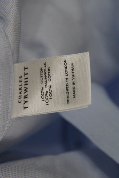 Charles Tyrwhitt Mens Point Collar Dress Shirt Light Blue Cotton Size 15.5
