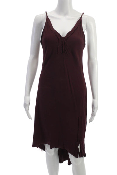 Elaine Kim Womens Brown V-Neck Sleeveless Slip Dress Mid-Calf Size M
