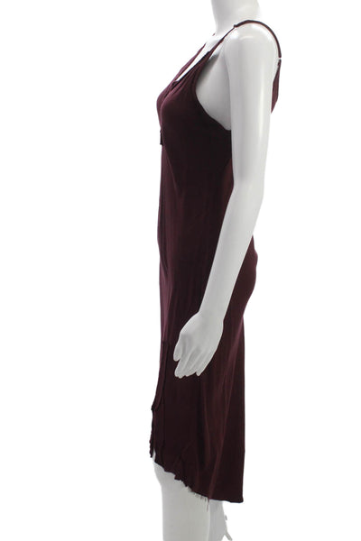 Elaine Kim Womens Brown V-Neck Sleeveless Slip Dress Mid-Calf Size M