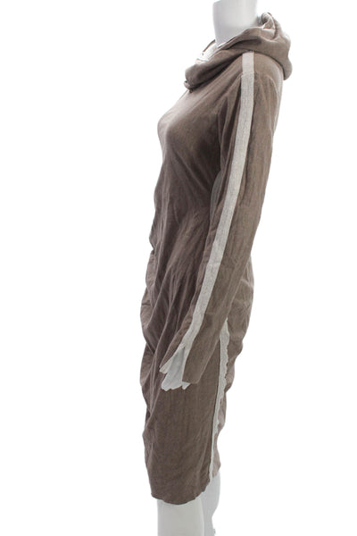 Elaine Kim Womens Sweater Dress Turtleneck Brown Mid-Calf Long Sleeve Size S