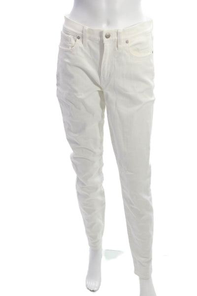 Madewell Womens White Skinny Jeans Mid Rise Button Cotton Blend Size 28
