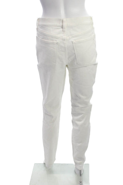 Madewell Womens White Skinny Jeans Mid Rise Button Cotton Blend Size 28