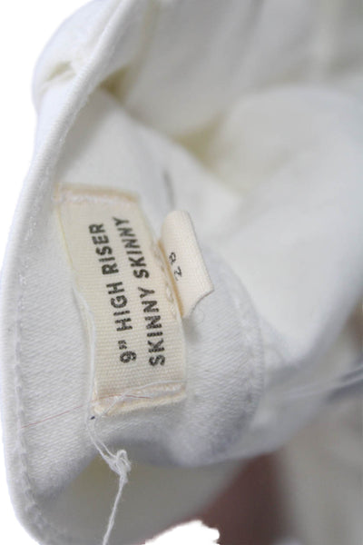 Madewell Womens White Skinny Jeans Mid Rise Button Cotton Blend Size 28