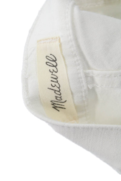 Madewell Womens White Skinny Jeans Mid Rise Button Cotton Blend Size 28