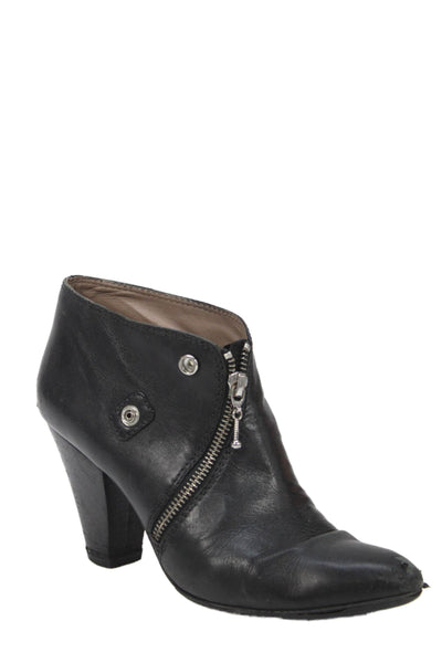 Belle Sigerson Morrison Women's Pointed Toe Leather Ankle Boots Black Size 8
