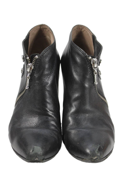 Belle Sigerson Morrison Women's Pointed Toe Leather Ankle Boots Black Size 8