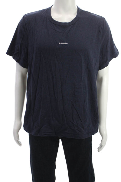 Icebreaker Mens Dark Blue Merino Wool Crew Neck Short Sleeve T-Shirt Size 2XL