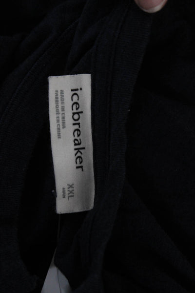 Icebreaker Mens Dark Blue Merino Wool Crew Neck Short Sleeve T-Shirt Size 2XL