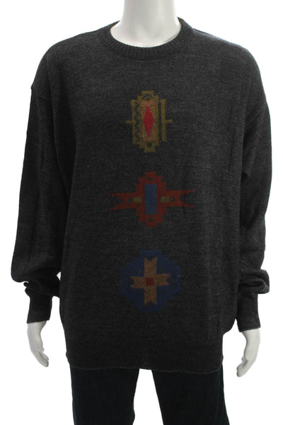 Boss Hugo Boss Mens Aztec Dark Gray Wool Blend Pullover Sweater Size L