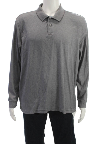 Tasso Elba Mens Gray Supima Cotton Long Sleeve Collared Polo Size XL