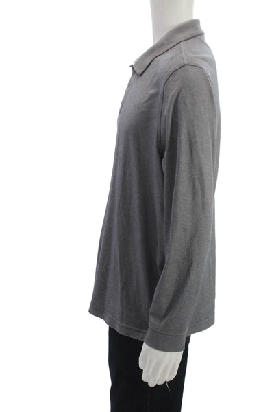 Tasso Elba Mens Gray Supima Cotton Long Sleeve Collared Polo Size XL