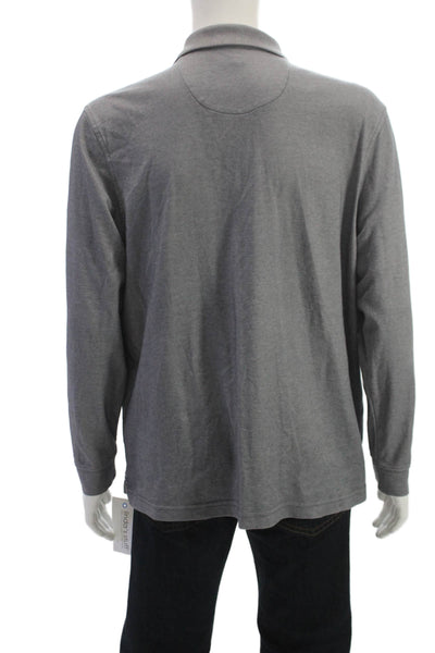 Tasso Elba Mens Gray Supima Cotton Long Sleeve Collared Polo Size XL