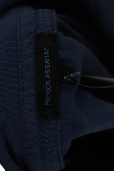 Patrick Assaraf Mens Designer Collared Short Sleeve Polo Blue Cotton Size 2XL