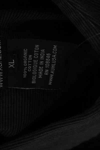 Kuhl Mens Button-Down Short Sleeve Striped Black Silk Cotton Shirt Size XL