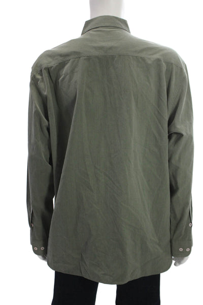Nat Nast Mens Green Point Collar Button-Up Silk Cotton Shirt Size XL