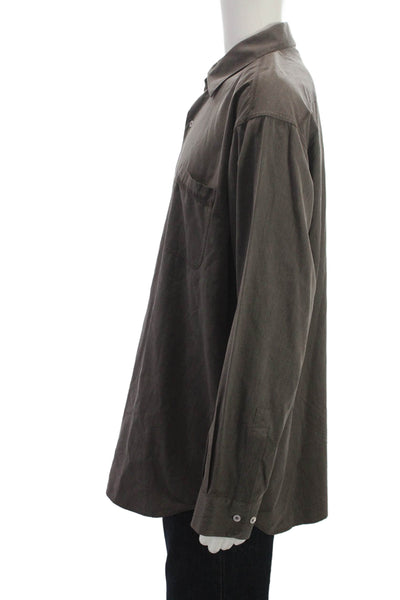 Nat Nast Mens Point Collar Button-Up Brown Long Sleeve Pima Cotton Size XL