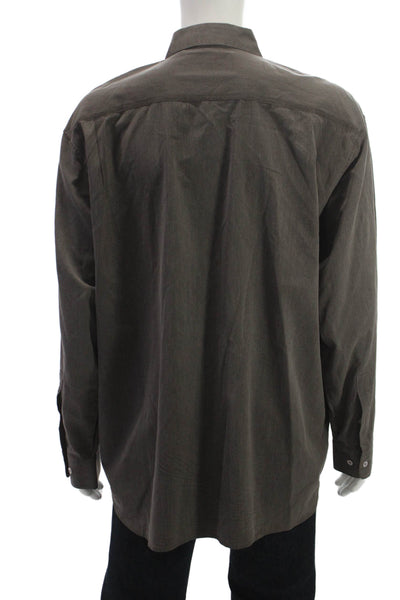 Nat Nast Mens Point Collar Button-Up Brown Long Sleeve Pima Cotton Size XL