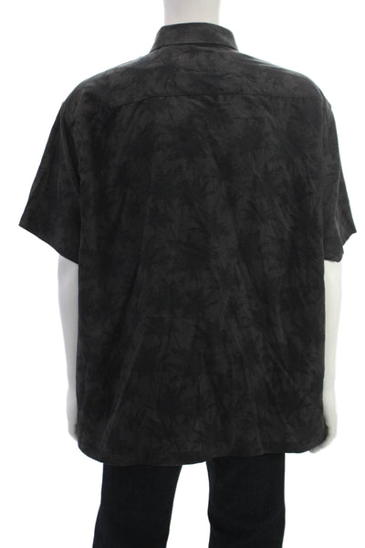 Nat Nast Mens Point Collar Button-Up Black Silk Cotton Shirt Size 2XL