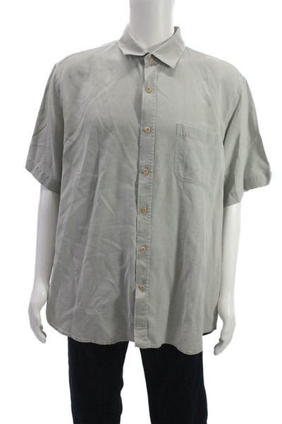 Nat Nast Mens Gray Collared Button-Down Short Sleeve Silk Cotton Size XL