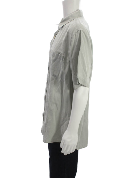 Nat Nast Mens Gray Collared Button-Down Short Sleeve Silk Cotton Size XL