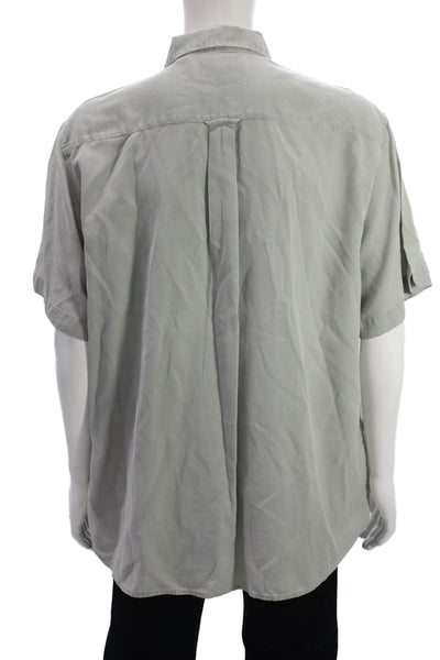 Nat Nast Mens Gray Collared Button-Down Short Sleeve Silk Cotton Size XL