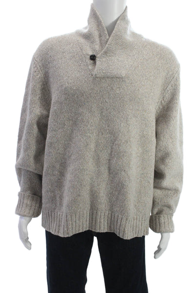 The Men's Store at Bloomingdale's Mens Beige Merino Mock Pullover Size 2XL