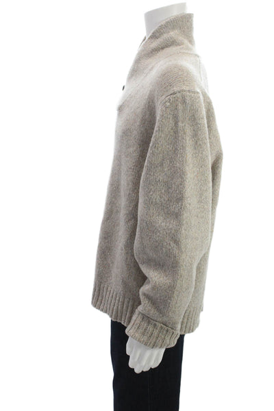 The Men's Store at Bloomingdale's Mens Beige Merino Mock Pullover Size 2XL