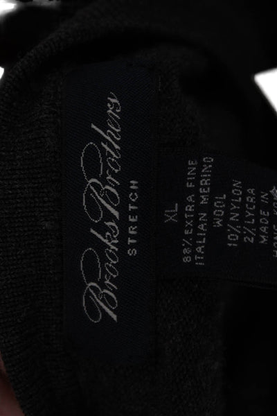 Brooks Brothers Mens Dark Gray Merino Wool V-Neck Pullover Size XL