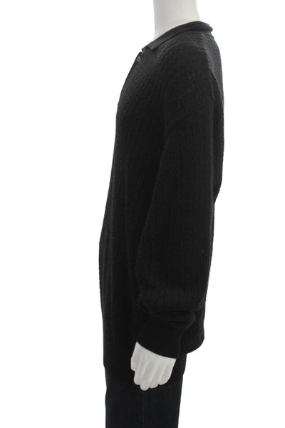Bobby Jones Mens Black Baby Alpaca Collared Pullover Sweater Size XL