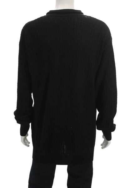 Bobby Jones Mens Black Baby Alpaca Collared Pullover Sweater Size XL