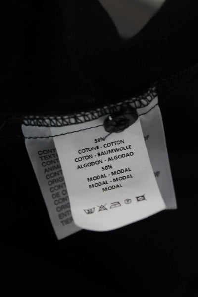 XACUS Women Black Basic Cotton Modal Long Sleeve Collared Button Blouse Size 40