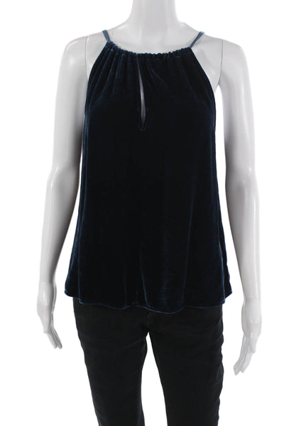 Velvet Womens Camisole Dark Blue Viscose Silk Tie Neck Sleeveless Size S
