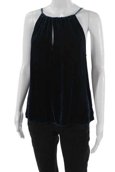 Velvet Womens Camisole Dark Blue Viscose Silk Tie Neck Sleeveless Size S