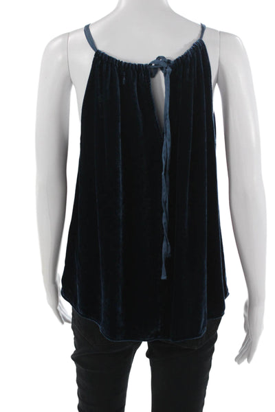 Velvet Womens Camisole Dark Blue Viscose Silk Tie Neck Sleeveless Size S