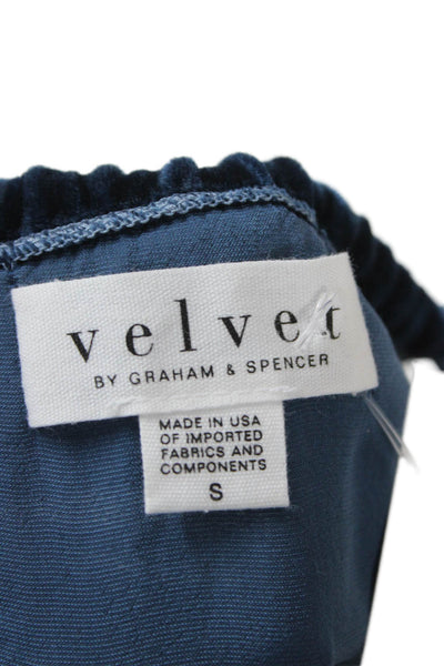 Velvet Womens Camisole Dark Blue Viscose Silk Tie Neck Sleeveless Size S