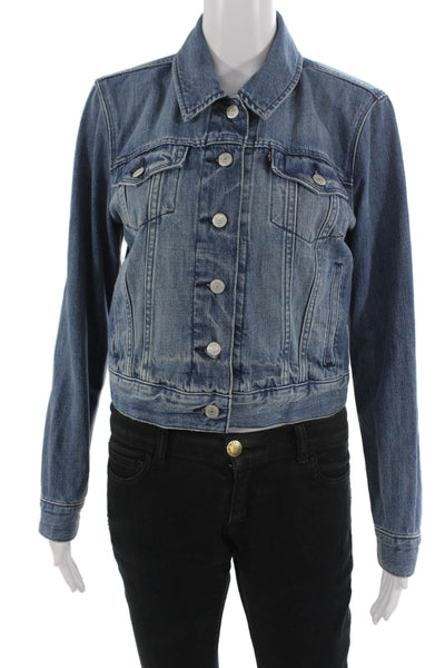 Levis Womens 90s Blue Cotton Button Collared Long Sleeve Jacket Size M