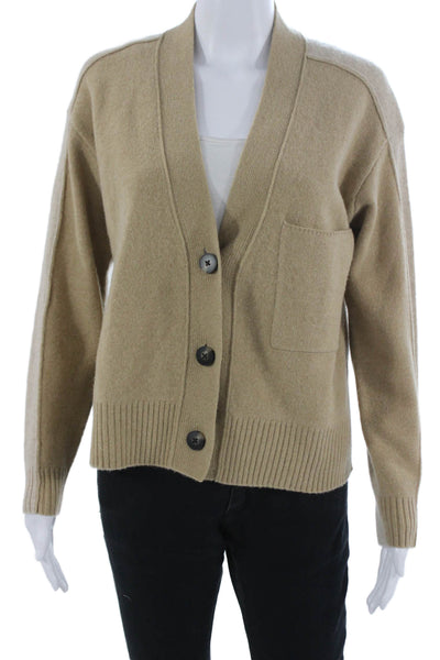 Everlane Womens Beige V-Neck Button Wool Cardigan Long Sleeve Size XS