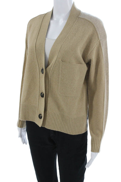 Everlane Womens Beige V-Neck Button Wool Cardigan Long Sleeve Size XS