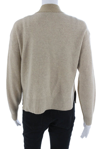 Everlane Womens Beige V-Neck Button Wool Cardigan Long Sleeve Size XS