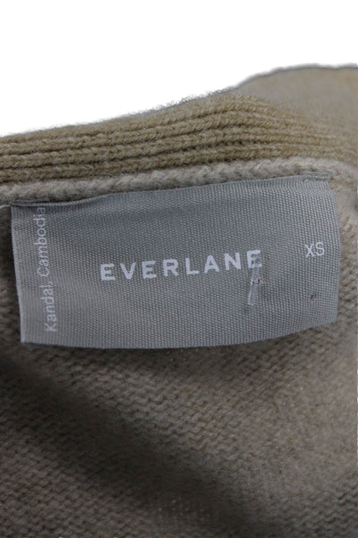 Everlane Womens Beige V-Neck Button Wool Cardigan Long Sleeve Size XS