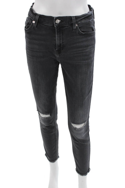 7 For All Mankind Women Ankle Skinny Jeans Dark Gray Size 26