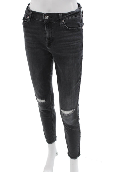 7 For All Mankind Women Ankle Skinny Jeans Dark Gray Size 26