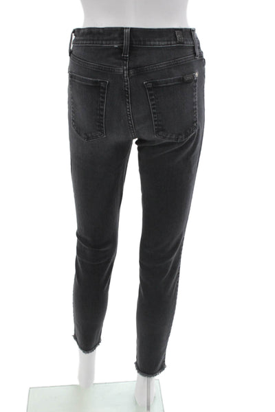 7 For All Mankind Women Ankle Skinny Jeans Dark Gray Size 26