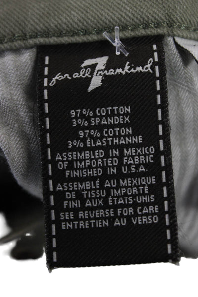 7 For All Mankind Womens Army Green Cotton Spandex Shorts Size 27