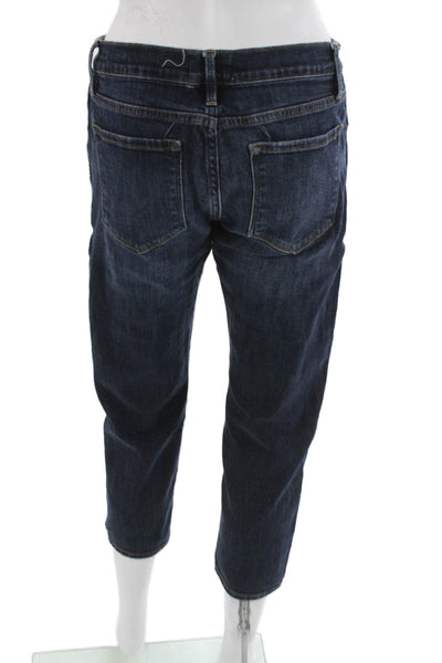 Frame Womens Cropped Boyfriend Jeans Dark Blue Mid Rise Size 26