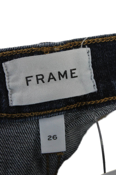 Frame Womens Cropped Boyfriend Jeans Dark Blue Mid Rise Size 26