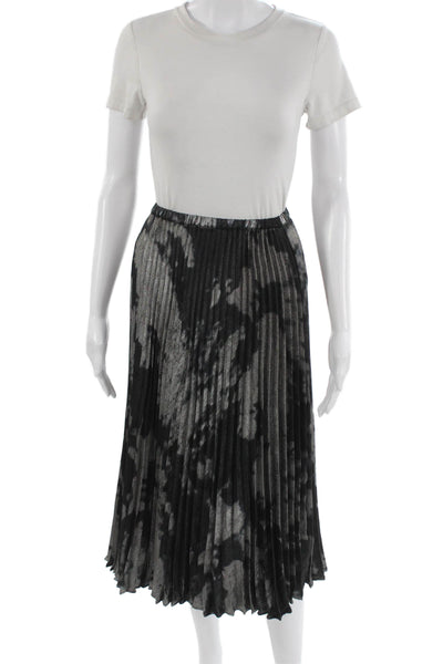Bella Dahl Womens Pleated Camouflage Midi Skirt Black Size XS