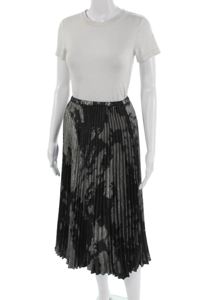 Bella Dahl Womens Pleated Camouflage Midi Skirt Black Size XS