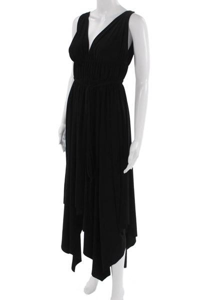 Norma Kamali Womens Maxi Tank Dress Black V-Neck Mid-Calf Size 2XS